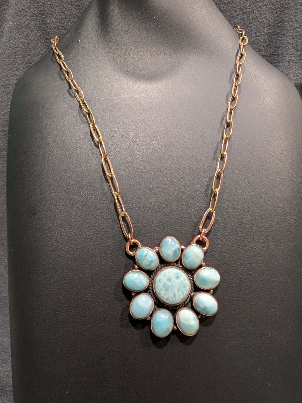 Blue Stone Floral Pendant Necklace